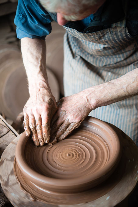 Clive Bowen in his pottery 2016
